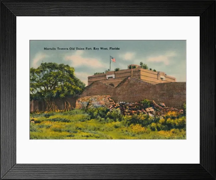 Framed Print : Martello Towers Old Union Fort, Key West, Florida, c1940s Framed Print : Martello Towers Old Union Fort, Key West, Florida, c1940s