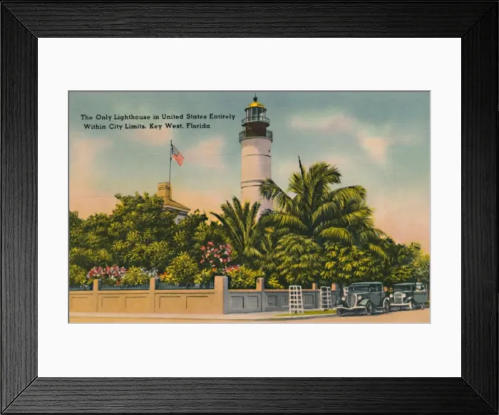 Framed Print : The Only Lighthouse in United States Entirely Within City Limits, Key West, Florida, c1940s Framed Print : The Only Lighthouse in United States Entirely Within City Limits, Key West, Florida, c1940s