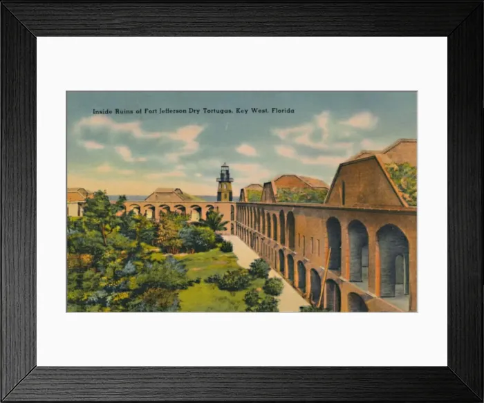 Framed Print : Inside Ruins of Fort Jefferson Dry Tortugas, Key West, Florida, c1940s Framed Print : Inside Ruins of Fort Jefferson Dry Tortugas, Key West, Florida, c1940s
