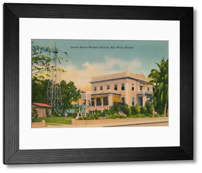 Framed Print : United States Weather Bureau, Key West, Florida, c1940s Framed Print : United States Weather Bureau, Key West, Florida, c1940s