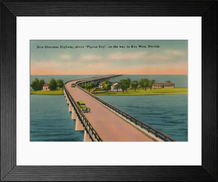Framed Print : New Overseas Highway, above Pigeon Key, to Key West, Florida, c1940s Framed Print : New Overseas Highway, above Pigeon Key, to Key West, Florida, c1940s