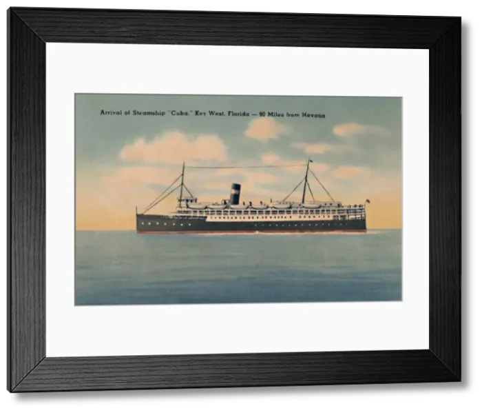 Framed Print : Arrival of Steamship Cuba. Key West, Florida - 90 Miles from Havana, c1940s Framed Print : Arrival of Steamship Cuba. Key West, Florida - 90 Miles from Havana, c1940s