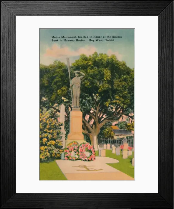 Framed Print : Maine monument, in Honor of Sailors Sunk in Havana Harbor. Key West, Florida, c1940s. Artist: Tichnor Brothers Framed Print : Maine monument, in Honor of Sailors Sunk in Havana Harbor. Key West, Florida, c1940s. Artist: Tichnor Brothers