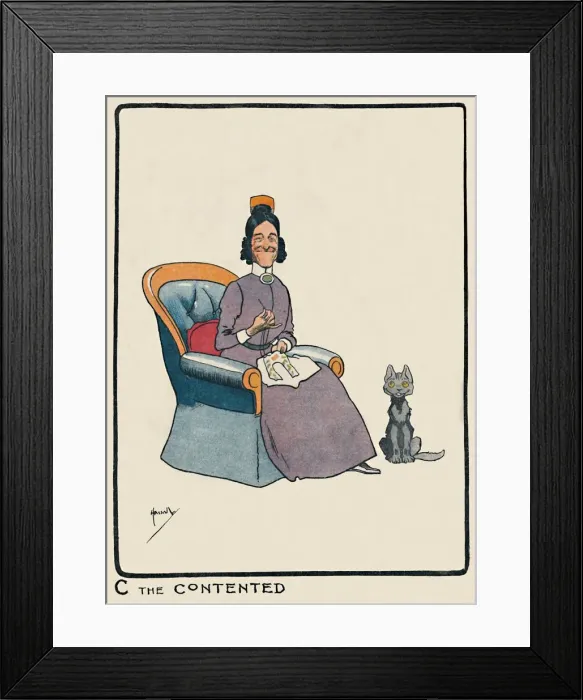 Framed Print : C the Contented, 1903. Artist: John Hassall Framed Print : C the Contented, 1903. Artist: John Hassall