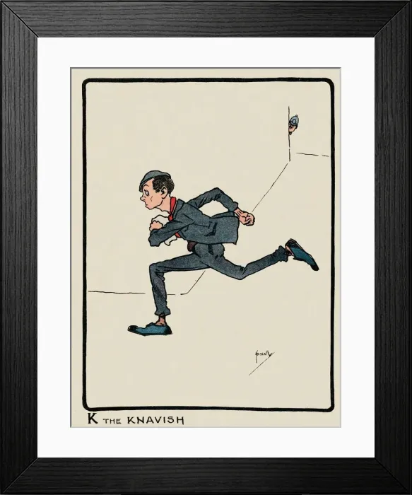 Framed Print : K the Knavish, 1903. Artist: John Hassall Framed Print : K the Knavish, 1903. Artist: John Hassall