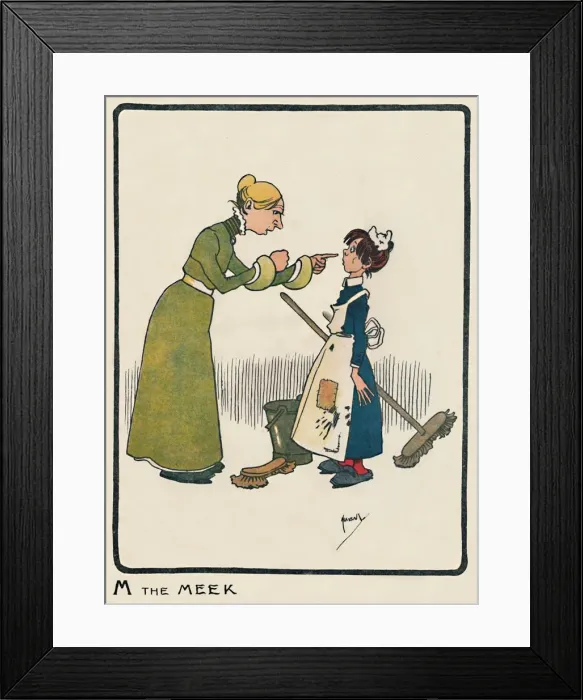 Framed Print : M the Meek, 1903. Artist: John Hassall Framed Print : M the Meek, 1903. Artist: John Hassall