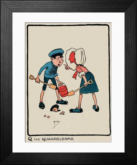 Framed Print : Q the Quarrelsome, 1903. Artist: John Hassall Framed Print : Q the Quarrelsome, 1903. Artist: John Hassall