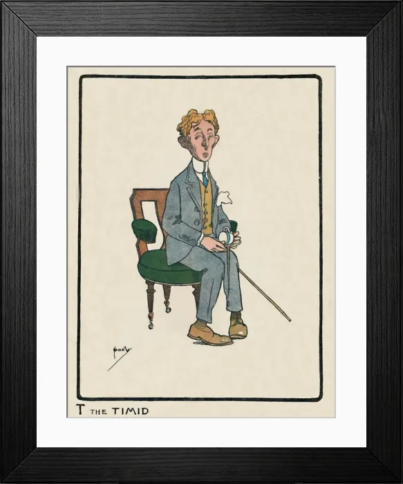 Framed Print : T the Timid, 1903. Artist: John Hassall Framed Print : T the Timid, 1903. Artist: John Hassall