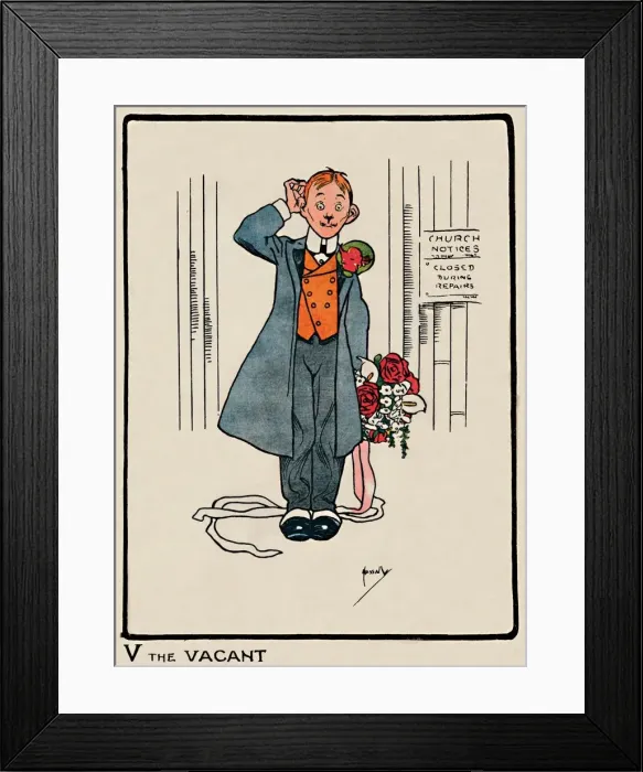 Framed Print : V the Vacant, 1903. Artist: John Hassall Framed Print : V the Vacant, 1903. Artist: John Hassall