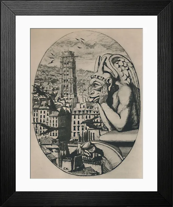 Framed Print : Le Stryge (8th State 6 3 / 4 x 5 1 / 8 Inches), 1853, (1927). Artist: Charles Meryon Framed Print : Le Stryge (8th State 6 3 / 4 x 5 1 / 8 Inches), 1853, (1927). Artist: Charles Meryon