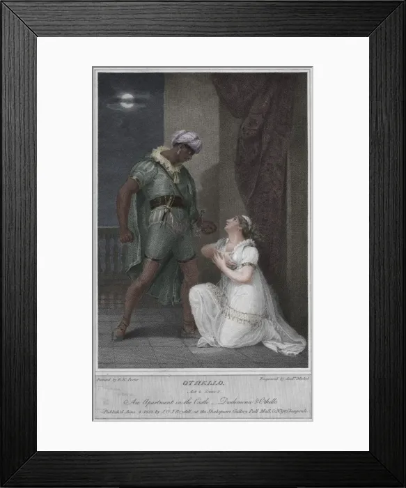 Framed Print : Othello. Act 4. Scene 2. An Apartment in the Castle. Desdemona & Othello, 1801. Artist: Andrew Michel Framed Print : Othello. Act 4. Scene 2. An Apartment in the Castle. Desdemona & Othello, 1801. Artist: Andrew Michel