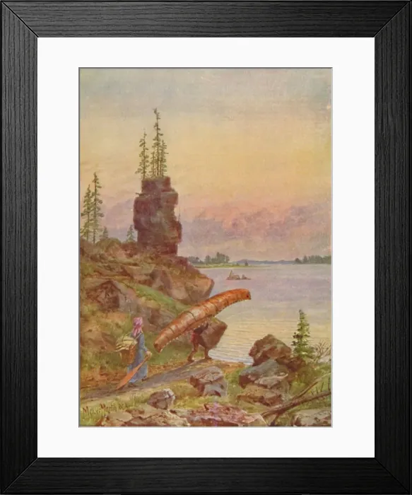 Framed Print : Portage and Birch-Bark Canoe, 1924 Framed Print : Portage and Birch-Bark Canoe, 1924