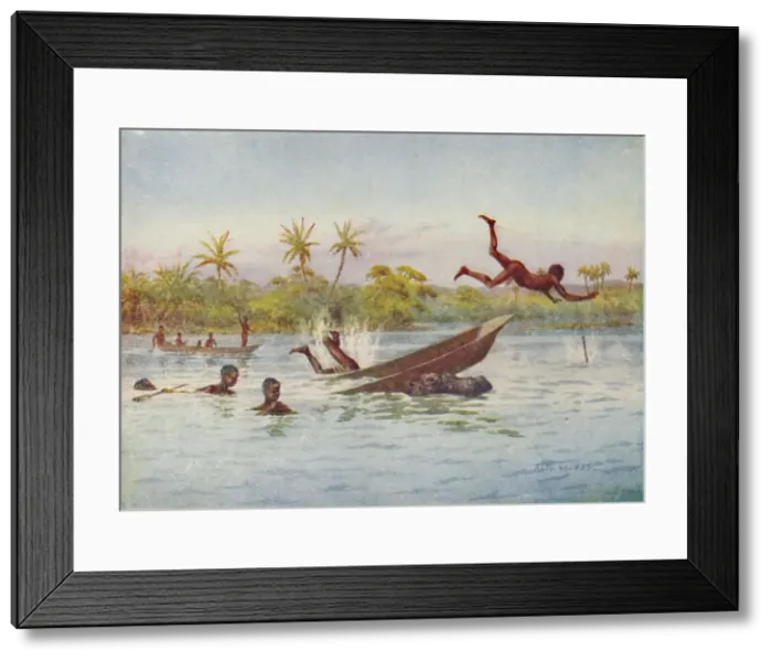Framed Print : A Hippopotamus Hunt in Central Africa, 1924 Framed Print : A Hippopotamus Hunt in Central Africa, 1924
