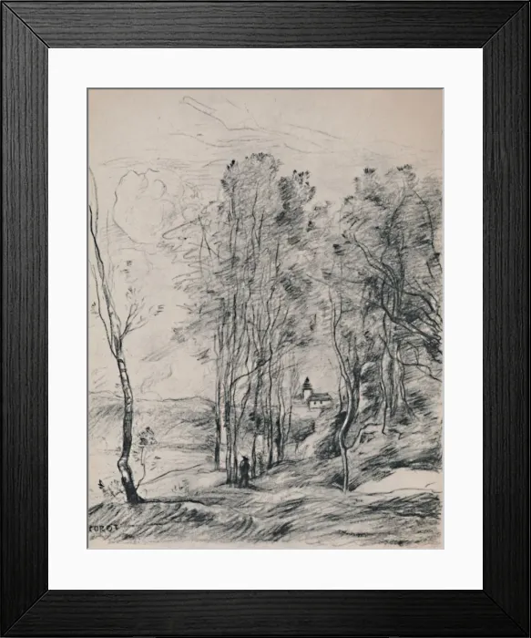 Framed Print : The Steeple of Saint-Nicolas-Les-Arras, c. 1870s, (1946). Artist: Jean-Baptiste-Camille Corot Framed Print : The Steeple of Saint-Nicolas-Les-Arras, c. 1870s, (1946). Artist: Jean-Baptiste-Camille Corot