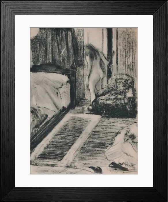 Framed Print : Nude Woman at the Door of Her Room, c. 1879, (1946). Artist: Edgar Degas Framed Print : Nude Woman at the Door of Her Room, c. 1879, (1946). Artist: Edgar Degas