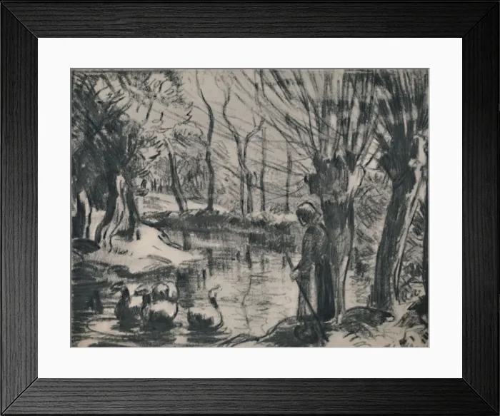 Framed Print : The Goose Girl, c. 1870s, (1946). Artist: Camille Pissarro Framed Print : The Goose Girl, c. 1870s, (1946). Artist: Camille Pissarro