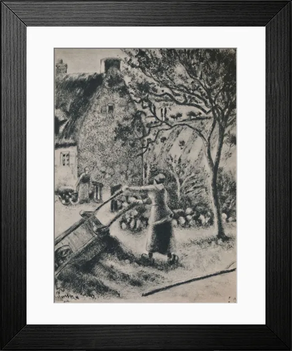 Framed Print : Woman Emptying a Wheel Barrow, c. 1880, (1946). Artist: Camille Pissarro Framed Print : Woman Emptying a Wheel Barrow, c. 1880, (1946). Artist: Camille Pissarro