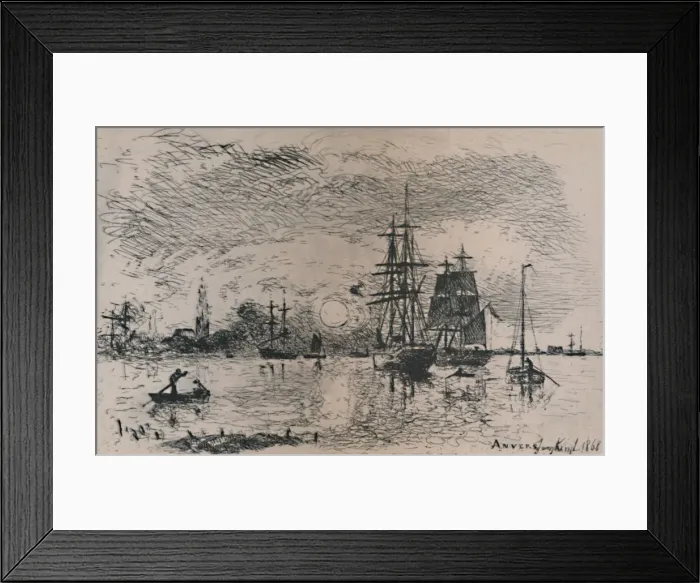 Framed Print : Sunset in the Harbour of Antwerp, 1868, (1946). Artist: Johan Barthold Jongkind Framed Print : Sunset in the Harbour of Antwerp, 1868, (1946). Artist: Johan Barthold Jongkind