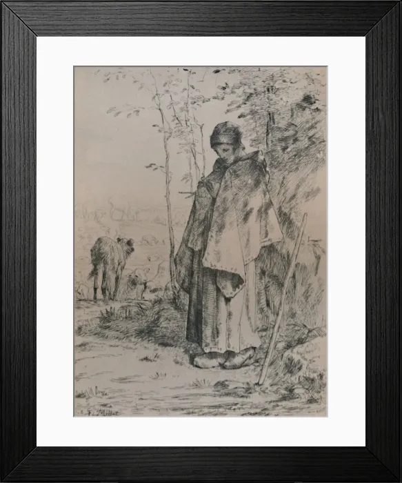 Framed Print : The Shepherdess, 1862, (1946). Artist: Jean Francois Millet Framed Print : The Shepherdess, 1862, (1946). Artist: Jean Francois Millet
