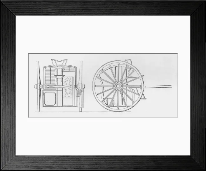 Framed Print : Specification Drawings for Hansoms Cab, 1834, 1834, (1904). Artists: Joseph Hansom, Unknown Framed Print : Specification Drawings for Hansoms Cab, 1834, 1834, (1904). Artists: Joseph Hansom, Unknown