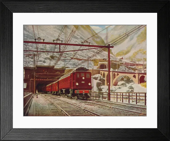 Framed Print : Swiss Express Leaving The Great St. Gotthard Tunnel, 1926