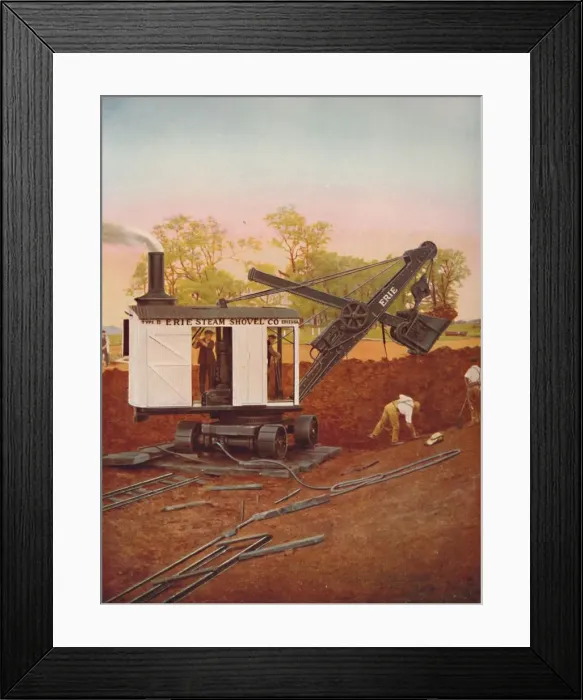 Framed Print : A Steam Excavator at Work on the Edgware Tube Extension, 1926 Framed Print : A Steam Excavator at Work on the Edgware Tube Extension, 1926