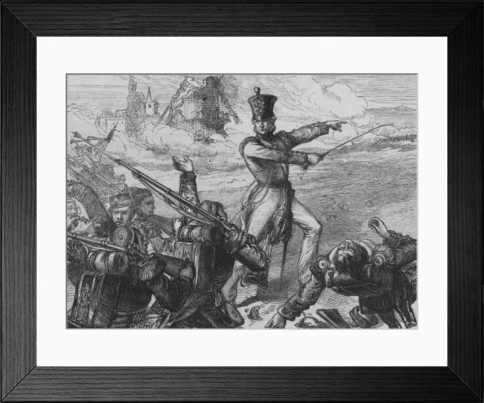 Framed Print : Colonel Fitzgeralds Charge at San Sebastian, c1880 Framed Print : Colonel Fitzgeralds Charge at San Sebastian, c1880