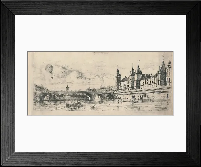 Framed Print : Le Pont-Au-Change (2nd State, 6 1 / 8 x 13 1 / 16 Inches), 1854, (1927). Artist: Charles Meryon Framed Print : Le Pont-Au-Change (2nd State, 6 1 / 8 x 13 1 / 16 Inches), 1854, (1927). Artist: Charles Meryon