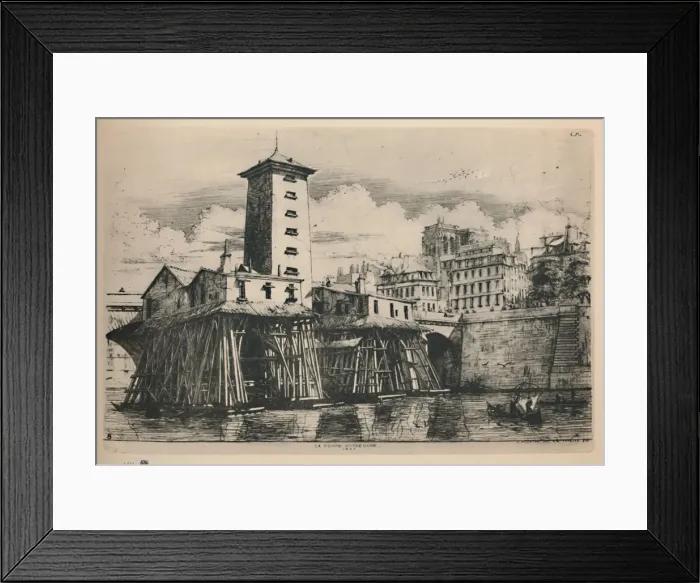 Framed Print : La Pompe Notre-Dame (9th State, 6 3 / 4 x 9 7 / 8 Inches), 1852, (1927). Artist: Charles Meryon Framed Print : La Pompe Notre-Dame (9th State, 6 3 / 4 x 9 7 / 8 Inches), 1852, (1927). Artist: Charles Meryon
