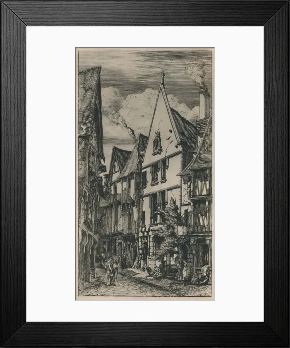 Framed Print : Rue Des Toiles A Bourges (5th State, 8 1 / 2 x 4 3 / 4 Inches), 1853, (1927). Artist: Charles Meryon Framed Print : Rue Des Toiles A Bourges (5th State, 8 1 / 2 x 4 3 / 4 Inches), 1853, (1927). Artist: Charles Meryon