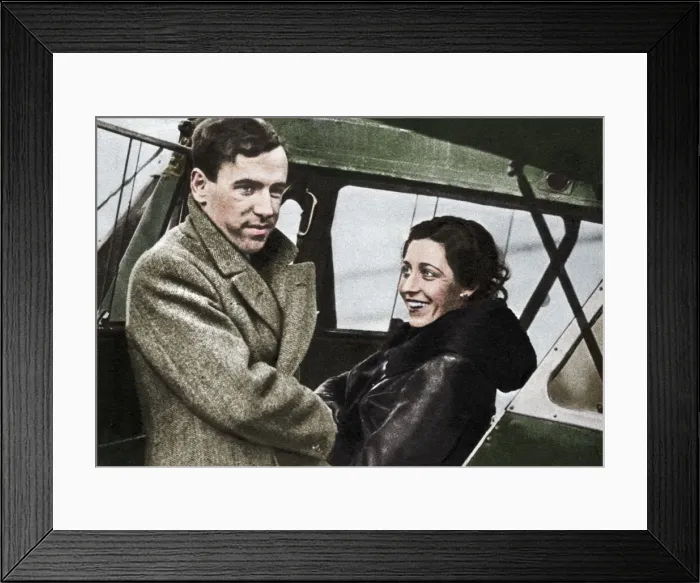Framed Print : Amy Johnson, British aviator, about to set out for Cape Town, 1932. Artists: Unknown, James Mollison Framed Print : Amy Johnson, British aviator, about to set out for Cape Town, 1932. Artists: Unknown, James Mollison