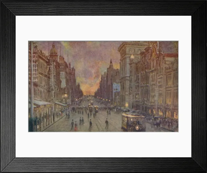 Framed Print : A Street in Melbourne, 1924 Framed Print : A Street in Melbourne, 1924