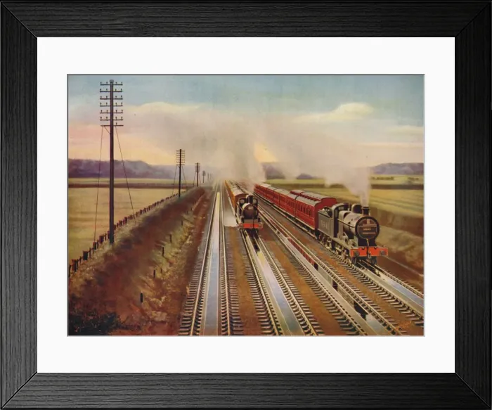 Framed Print : Excursion Trains to Blackpool Taking Water from Kirkham Track-Troughs, 1926 Framed Print : Excursion Trains to Blackpool Taking Water from Kirkham Track-Troughs, 1926
