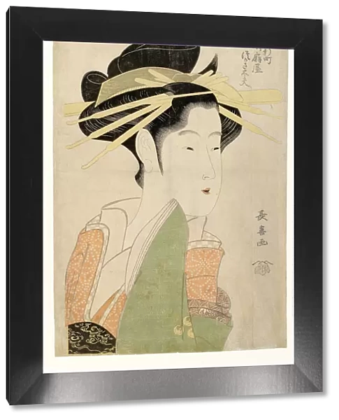 Tsukasa Dayu of Higashi Ogiya in Osakas Shinmachi District, c. 1800. Artist: Choki, Eishosai (active ca. 1780-1809)