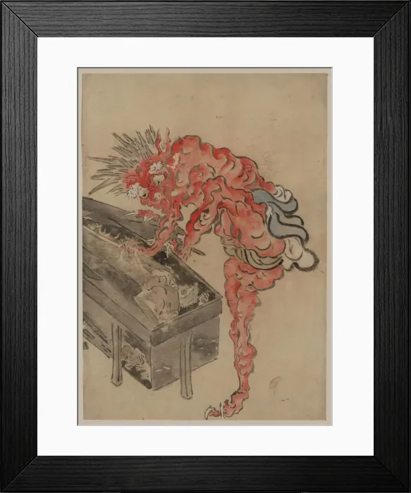 Framed Print : Demon, possibly Ibaraki, opening a box, Early 19th cen Artist: Anonymous Framed Print : Demon, possibly Ibaraki, opening a box, Early 19th cen Artist: Anonymous