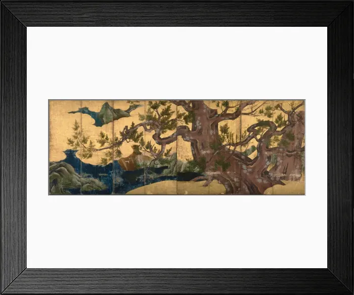 Framed Print : Cypress Tree (Eight folded screen), 1590. Artist: Eitoku, Kano (1543-1590) Framed Print : Cypress Tree (Eight folded screen), 1590. Artist: Eitoku, Kano (1543-1590)