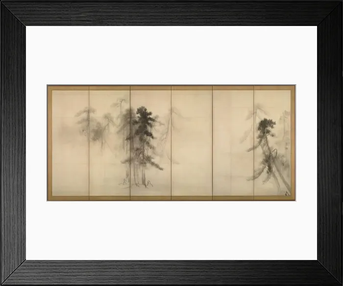 Framed Print : Pine Trees (Right of a pair of six-section folding screens), 16th century. Artist: Hasegawa, Tohaku (1539-1610) Framed Print : Pine Trees (Right of a pair of six-section folding screens), 16th century. Artist: Hasegawa, Tohaku (1539-1610)