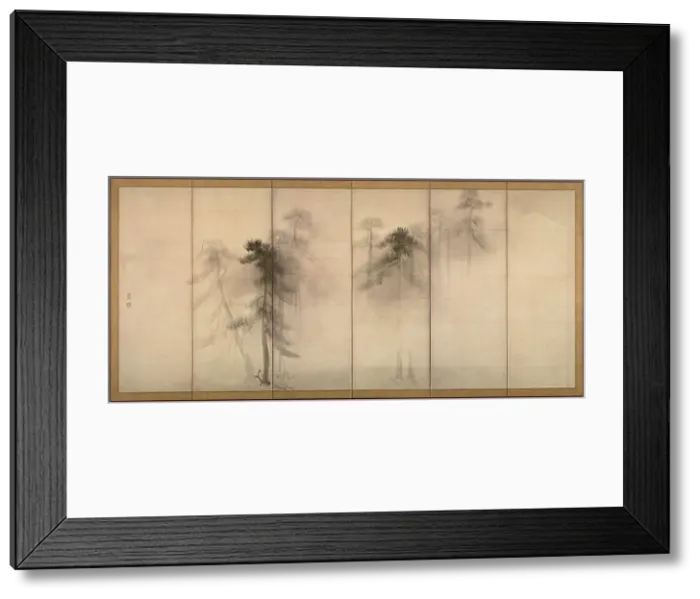 Framed Print : Pine Trees (Left of a pair of six-section folding screens), 16th century. Artist: Hasegawa, Tohaku (1539-1610) Framed Print : Pine Trees (Left of a pair of six-section folding screens), 16th century. Artist: Hasegawa, Tohaku (1539-1610)