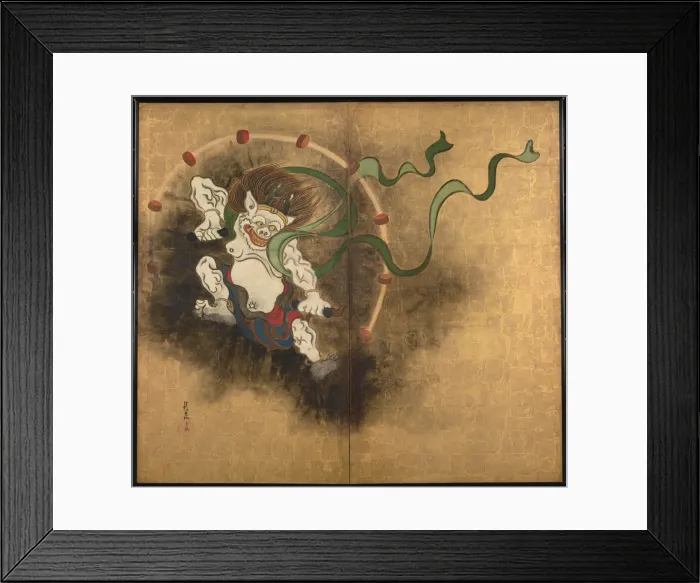 Framed Print : The Thunder God. Left part of two-fold screens Wind God and Thunder God, Early 18th cen Artist: Korin, Ogata (1658-1716) Framed Print : The Thunder God. Left part of two-fold screens Wind God and Thunder God, Early 18th cen Artist: Korin, Ogata (1658-1716)