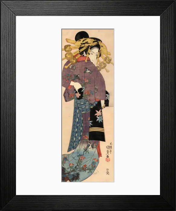 Framed Print : A Standing Bijin, ca 1820. Artist: Kunisada (Toyokuni III), Utagawa (1786-1865) Framed Print : A Standing Bijin, ca 1820. Artist: Kunisada (Toyokuni III), Utagawa (1786-1865)