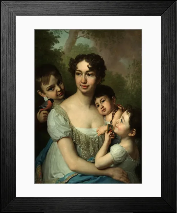 Framed Print : Portrait of Yelena Balashova with Children, c. 1811. Artist: Borovikovsky, Vladimir Lukich (1757-1825) Framed Print : Portrait of Yelena Balashova with Children, c. 1811. Artist: Borovikovsky, Vladimir Lukich (1757-1825)