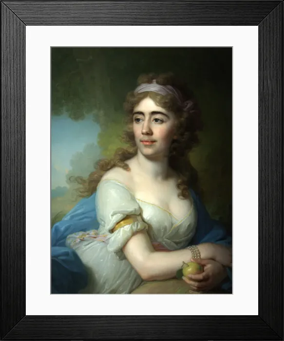 Framed Print : Portrait of Skobeyeva, 1790s. Artist: Borovikovsky, Vladimir Lukich (1757-1825) Framed Print : Portrait of Skobeyeva, 1790s. Artist: Borovikovsky, Vladimir Lukich (1757-1825)