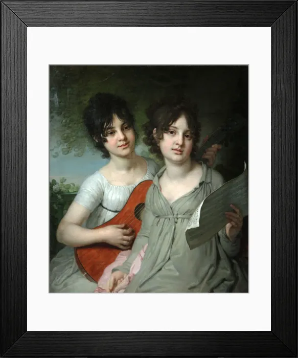 Framed Print : Portrait of Countesses Anna Gagarina and Varvara Gagarina, 1802. Artist: Borovikovsky, Vladimir Lukich (1757-1825) Framed Print : Portrait of Countesses Anna Gagarina and Varvara Gagarina, 1802. Artist: Borovikovsky, Vladimir Lukich (1757-1825)