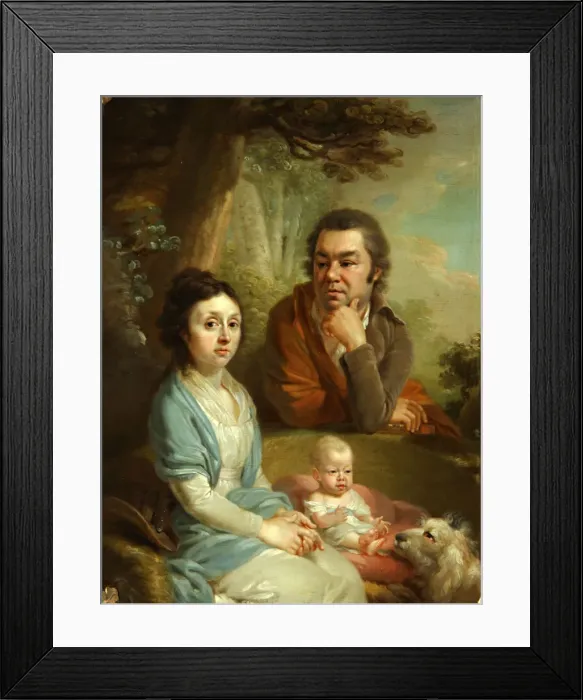 Framed Print : Portrait of Vasily Nebolsin, his Wife Avdotia and Child, End 1790s. Artist: Borovikovsky, Vladimir Lukich (1757-1825) Framed Print : Portrait of Vasily Nebolsin, his Wife Avdotia and Child, End 1790s. Artist: Borovikovsky, Vladimir Lukich (1757-1825)