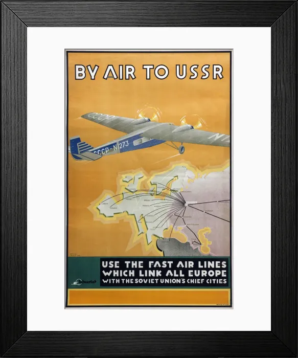 Framed Print : By air to USSR (Poster of the Intourist company), 1934. Artist: Bor-Ramensky, Konstantin (active 1930s) Framed Print : By air to USSR (Poster of the Intourist company), 1934. Artist: Bor-Ramensky, Konstantin (active 1930s)