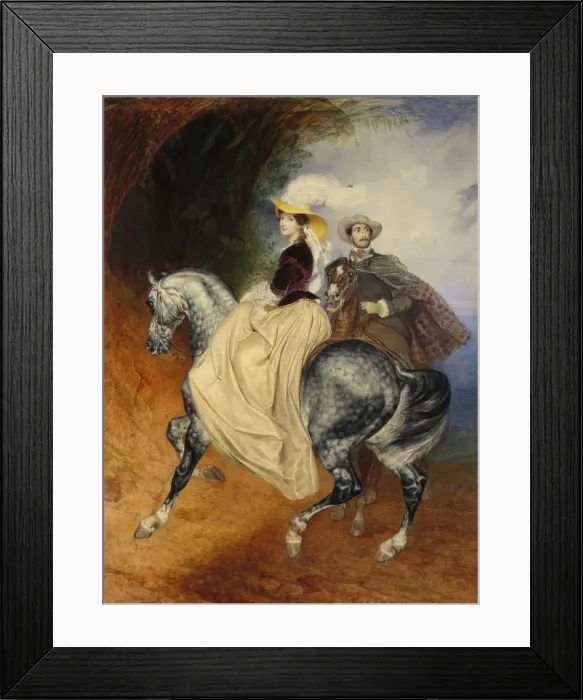 Framed Print : The Horsemen. Portrait of Eugeny and Emily Mussard, 1849. Artist: Briullov, Karl Pavlovich (1799-1852) Framed Print : The Horsemen. Portrait of Eugeny and Emily Mussard, 1849. Artist: Briullov, Karl Pavlovich (1799-1852)