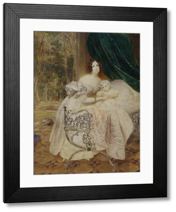 Framed Print : Portrait of Maria Buteneva with Daughter Maria, 1835. Artist: Briullov, Karl Pavlovich (1799-1852) Framed Print : Portrait of Maria Buteneva with Daughter Maria, 1835. Artist: Briullov, Karl Pavlovich (1799-1852)