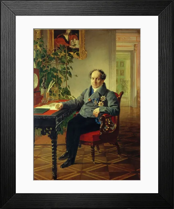 Framed Print : Portrait of Prince Alexander Nikolayevich Golitsyn (1773-1844), 1840. Artist: Briullov, Karl Pavlovich (1799-1852)