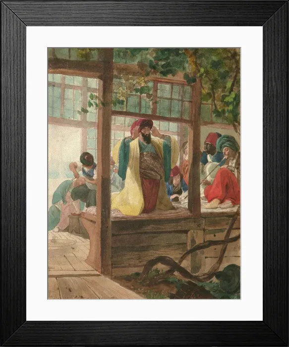 Framed Print : A Barber Shop, ca. 1849. Artist: Briullov, Karl Pavlovich (1799-1852) Framed Print : A Barber Shop, ca. 1849. Artist: Briullov, Karl Pavlovich (1799-1852)