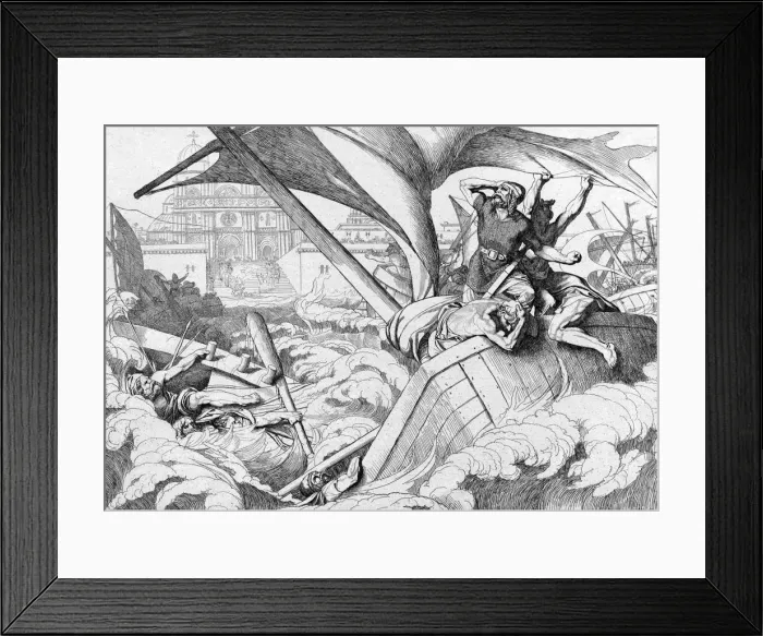 Framed Print : The destruction of the Rus fleet at Constantinople, before 1839. Artist: Bruni, Fyodor Antonovich (1800-1875) Framed Print : The destruction of the Rus fleet at Constantinople, before 1839. Artist: Bruni, Fyodor Antonovich (1800-1875)